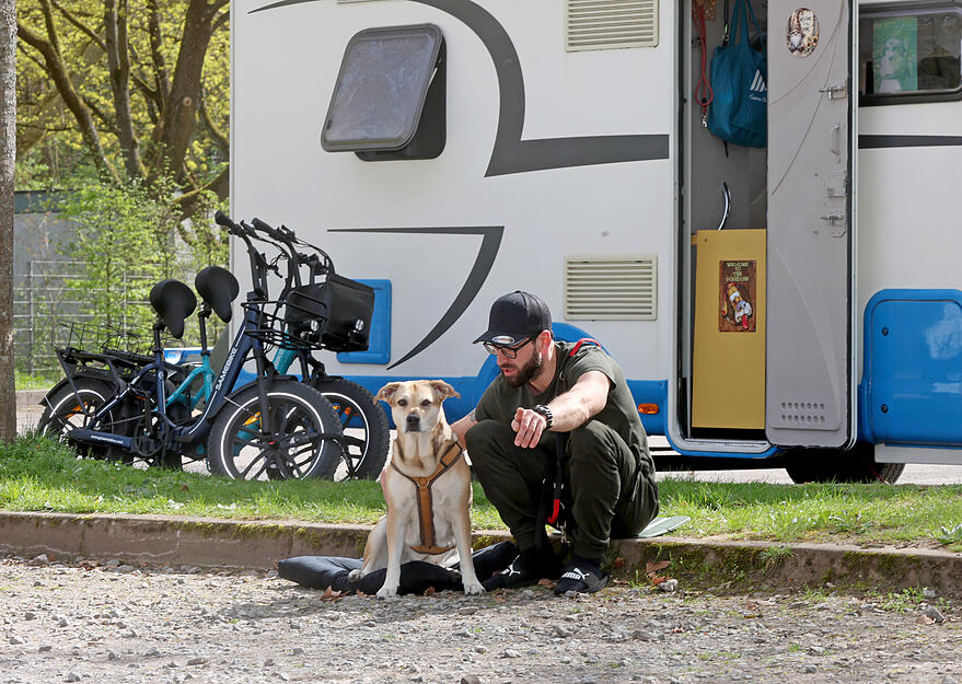 Ostermontag auf dem Wohnmobilstellplatz im Wertwiesenpark Heilbronn.