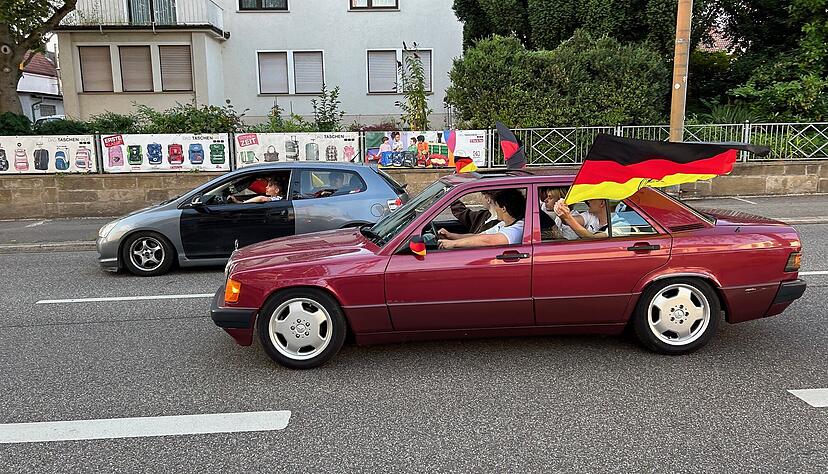Der Sieg der deutschen Mannschaft wird auf Heilbronns Straßen gefeiert.