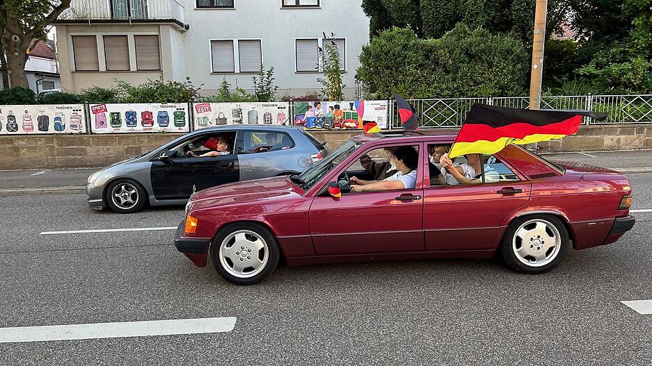 Der Sieg der deutschen Mannschaft wird auf Heilbronns Straßen gefeiert.