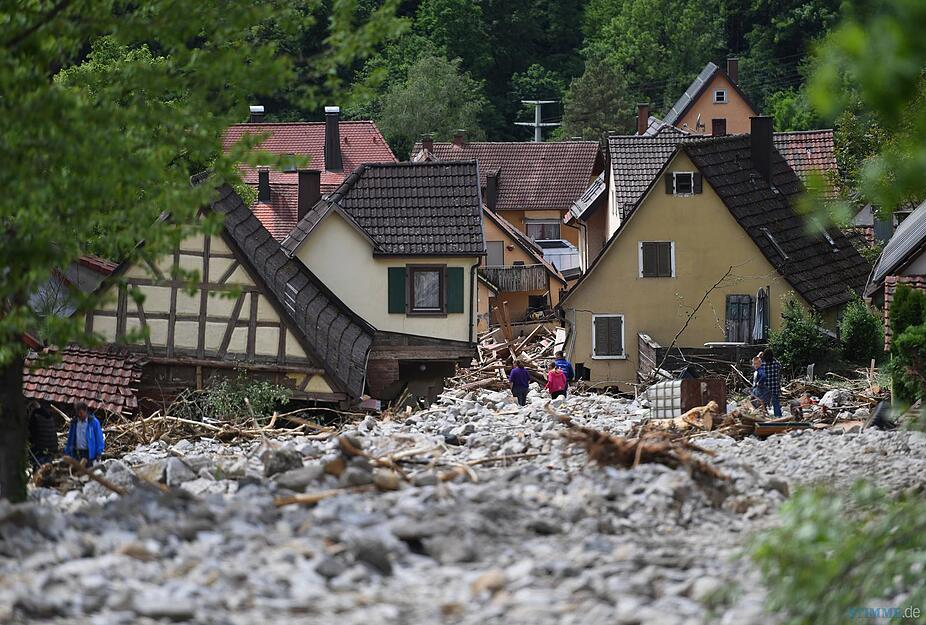 Die verheerenden Unwetter im Mai 2016 haben in der Region - wie hier in Braunsbach - einen dreistelligen Millionenschaden verursacht.