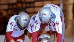 Team Lettland 1 mit Janis Minis, Daumants Dreiskens, Oskars Melbardis und Intars Dambis.