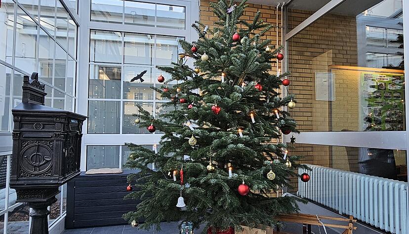 Im Eingangsbereich des Seniorenstifts am Park in Bad Rappenau steht der Wunschbaum, an dem Besucher die W&uuml;nsche der Bewohner erf&uuml;llen k&ouml;nnen.