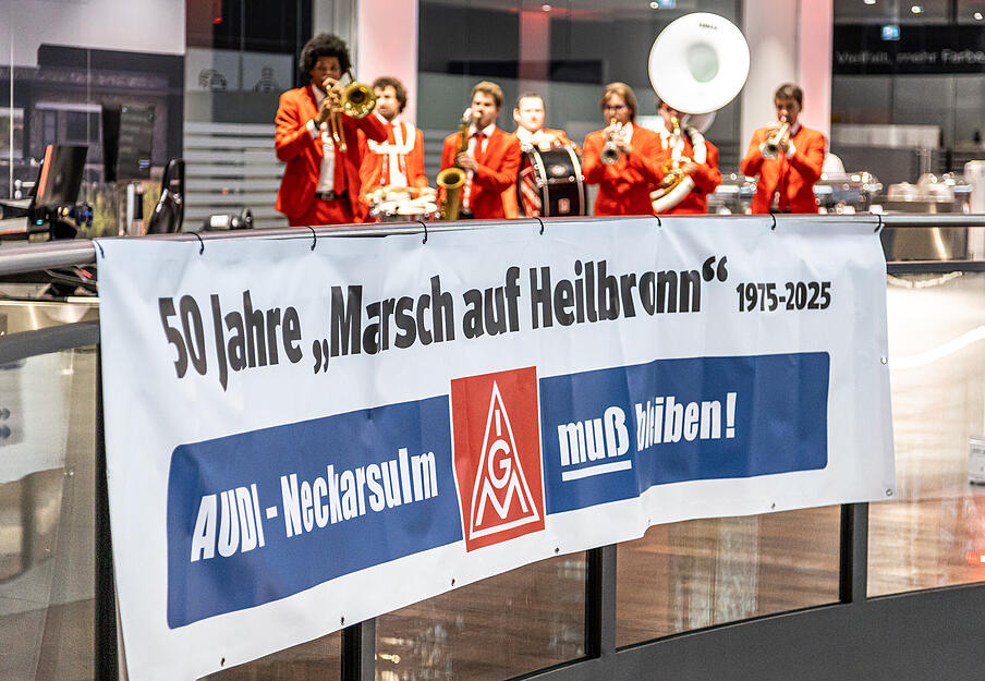 Die IG Metall feiert mit 240 Gästen im Audi-Forum den 50. Jahrestag des Marsches auf Heilbronn.