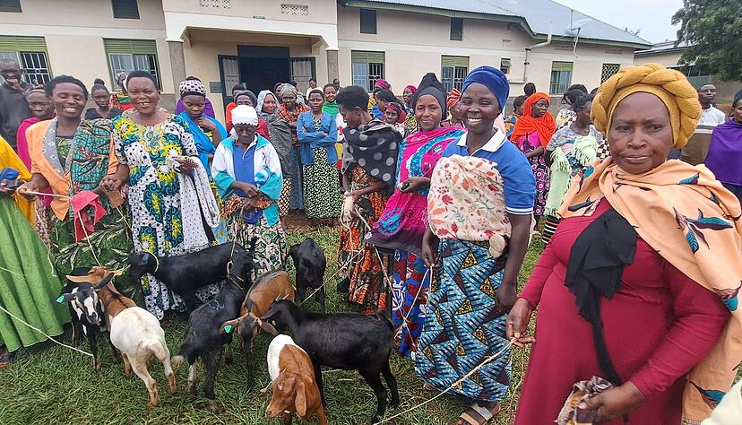 Ein Festtag für 53 Familien in Uganda: Sie erhalten ihre langersehnte Ziege aus dem Hilfsprojekt "Schenke eine Ziege". Damit können sie eine Zucht starten und Einkommen generieren. Ein Festtag für 53 Familien in Uganda: Sie erhalten ihre langersehnte Ziege aus dem Hilfsprojekt "Schenke eine Ziege". Damit können sie eine Zucht starten und Einkommen generieren.