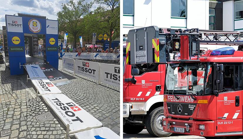 Am Mittwoch ist die Deutschland-Tour in Schweinfurt gestartet (links). Die Heilbronner Feuerwehr sieht sich gerüstet.