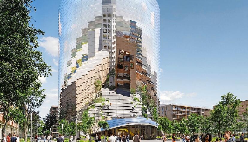 Die Visualisierung zeigt ein Geb&auml;ude des geplanten Innovationsparks K&uuml;nstliche Intelligenz (Ipai) in Heilbronn. Die Arbeiten bei Heilbronn-Neckargartach laufen.