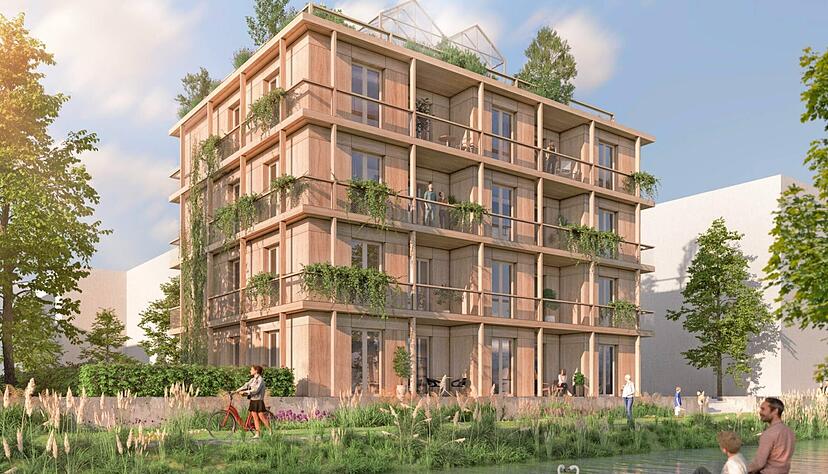So soll das Gebäude der HKPE Hofkammer Projektentwicklung im Neckarbogen nach den Plänen der Müller Architekten einmal aussehen. So soll das Gebäude der HKPE Hofkammer Projektentwicklung im Neckarbogen nach den Plänen der Müller Architekten einmal aussehen.