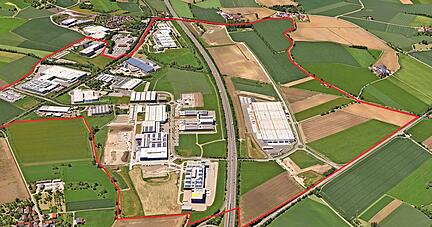 Die Markierung zeigt die Maximalgröße des Gewerbeparks Hohenlohe. Nördlich der A6 wird weitergebaut.
Foto: Archiv/privat