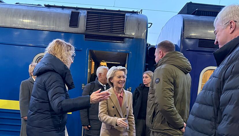 K&uuml;ndigt in Kiew weitere Unterst&uuml;tzung f&uuml;r die Ukraine an: Kommissionspr&auml;sidentin Ursula von der Leyen.