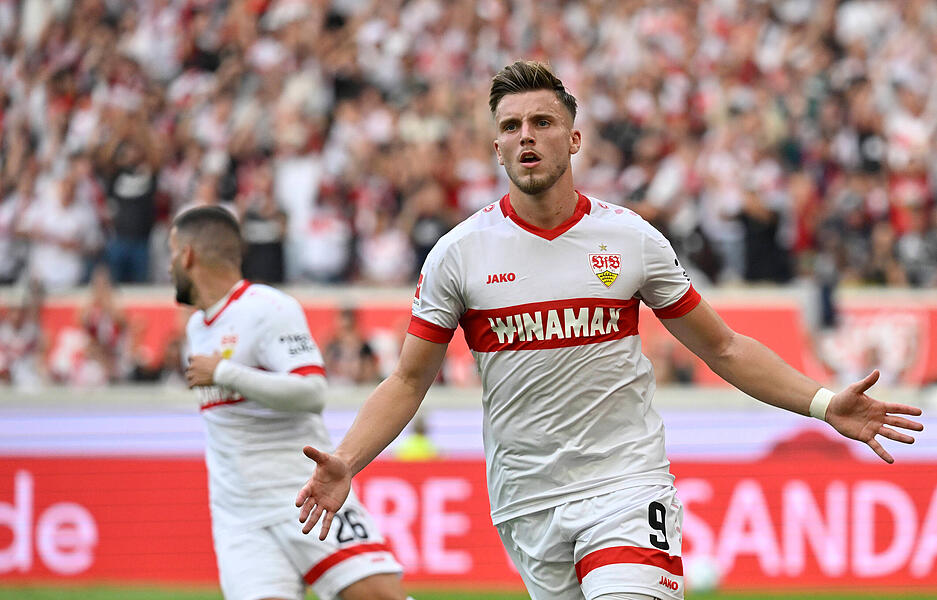 Torjubel? Kann Ermedin Demirovic. In der Bundesliga hat er für den VfB Stuttgart nun mehrfach getroffen.