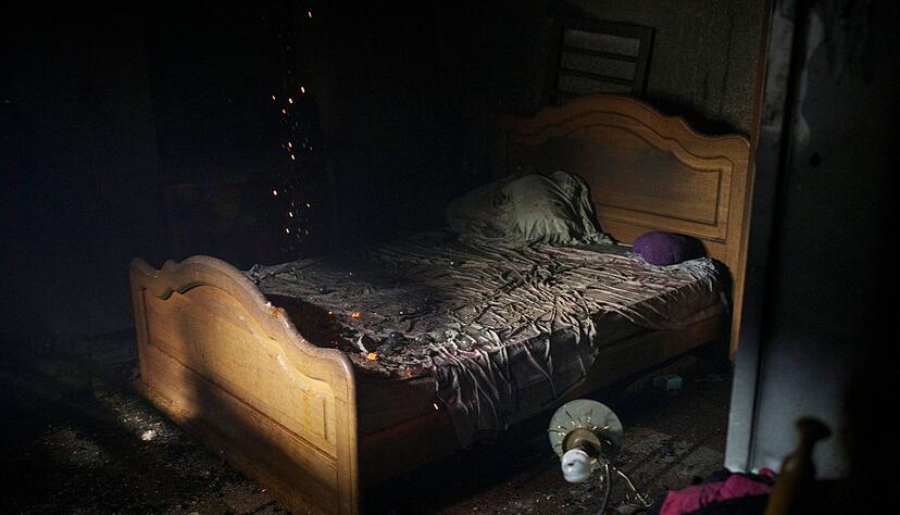 Das Innere eine Hauses in Charkiw nach einem russischen Angriff. Das Innere eine Hauses in Charkiw nach einem russischen Angriff.