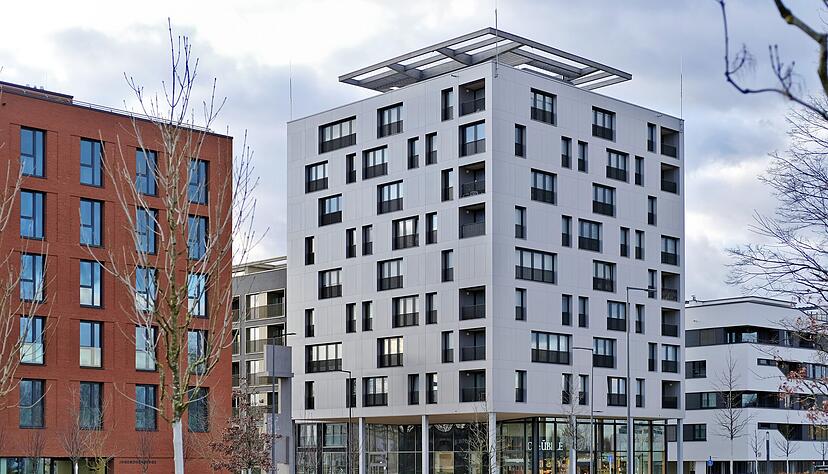 Das Gebäude Skaio im neuen Stadtquartier Neckarbogen ist nicht nur das höchste Holzhaus Deutschlands, es steht auch für nachhaltiges Bauen.
Foto: Mugler