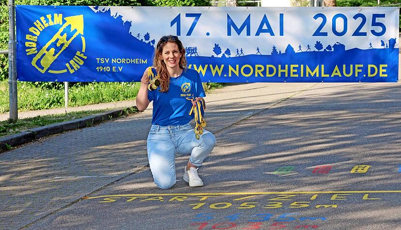 Katja Reinhard vom Orga-Team des TSV Nordheim freut sich auf den Nordheimlauf am 17. Mai. Die Vorbereitungen laufen auf Hochtouren.
Foto: Ralf Seidel
