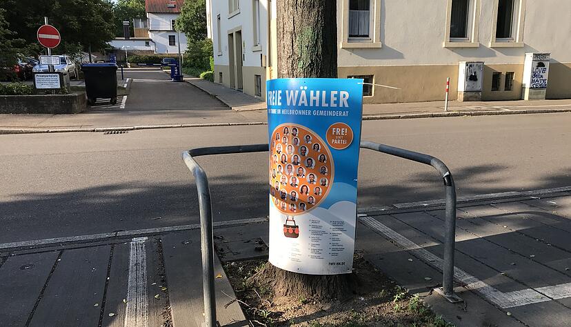 Eine Wahlwerbung der Freien Wähler, gesehen am 5. Juni in Heilbronn. Foto: Wieland Eine Wahlwerbung der Freien Wähler, gesehen am 5. Juni in Heilbronn. Foto: Wieland