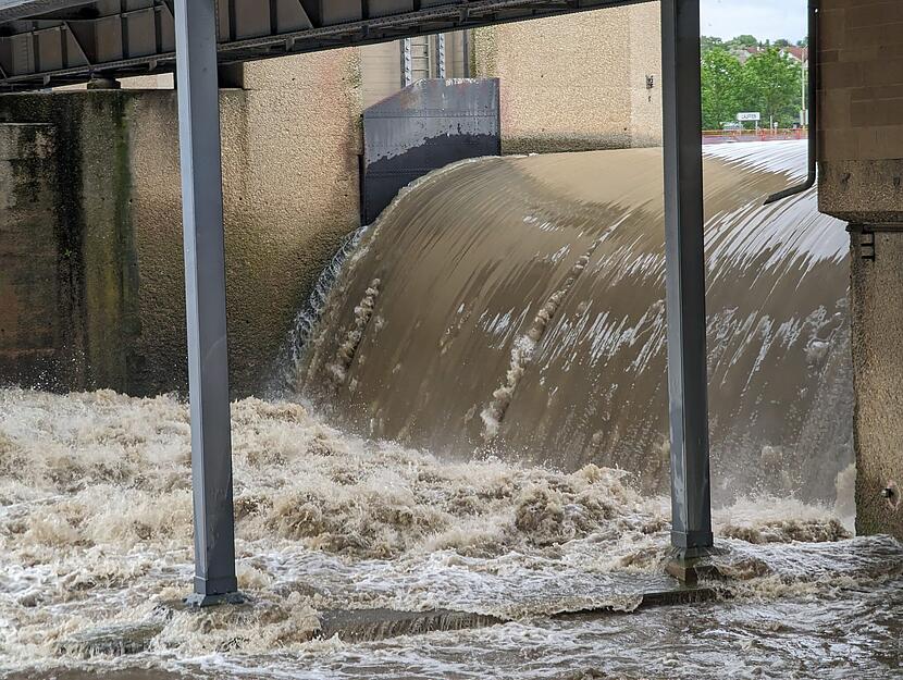 Neckar bei Lauffen führt Hochwasser