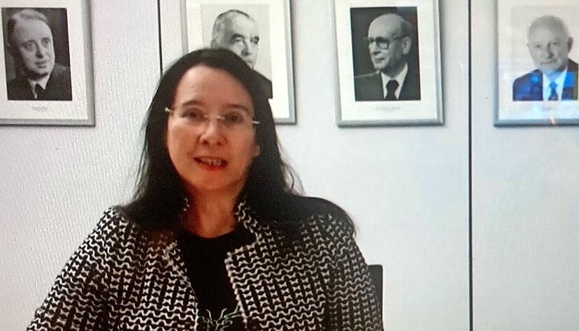 Ihr erstes Pressegespräch nach der Wahl zur IHK-Präsidentin musste Kirsten Hirschmann per Videokonferenz bestreiten. Foto: Heiko Fritze Ihr erstes Pressegespräch nach der Wahl zur IHK-Präsidentin musste Kirsten Hirschmann per Videokonferenz bestreiten. Foto: Heiko Fritze