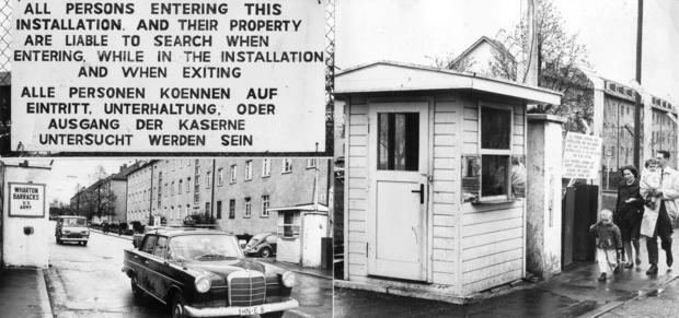 Zusammengestellt von Archiv und Dokumentation der Heilbronner Stimme 

1966: Keine Posten mehr an den Wharton-Barracks. Lediglich in den Abend-und Nachtstunden findet eine Kontrolle an den Kasernentoren statt.