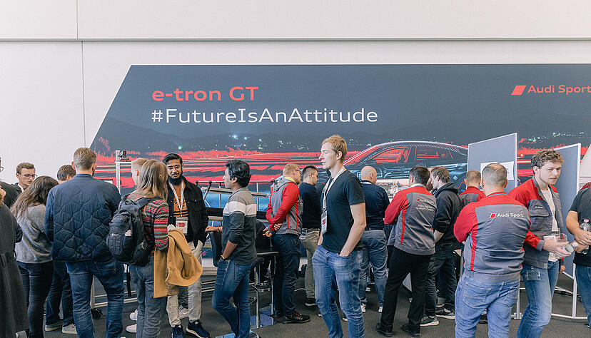 Vorstellung der Studentenprojekte beim Kreathon 2023 im Foyer von Audi Sport in den Böllinger Höfen