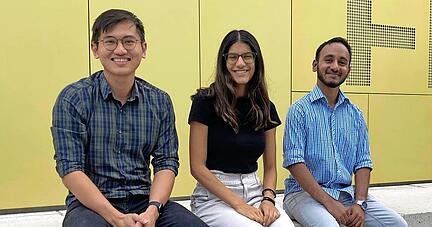 Studieren an der Hochschule (von links): Tung Khau aus Vietnam, Jana Farag aus Ägypten und Arshad Hussain aus Sri Lanka.
