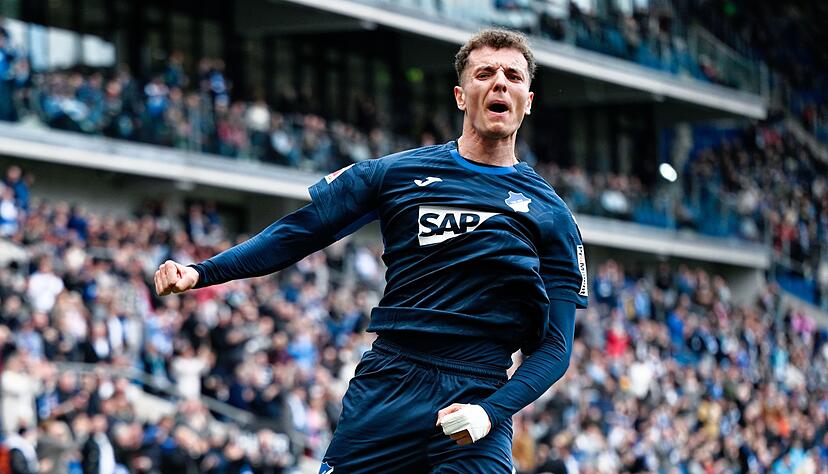 Fisnik Asllani jubelt &uuml;ber sein Tor zum 1:1-Ausgleich f&uuml;r die TSG.