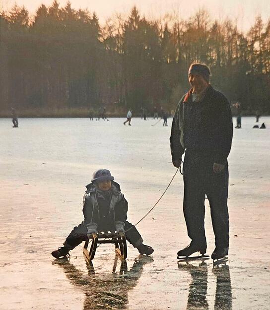 Eislaufen auf dem Bleichsee. Wann die Aufnahme entstand, ist unklar.