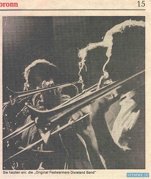 1985: Die Band spielt beim ersten Gaffenberg-Festival. Textausriss aus der Heilbronner Stimme.