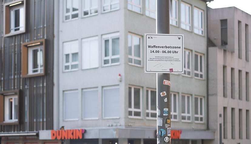 Eine Waffenverbotszone befindet sich in der Heilbronner Innenstadt. Eine Waffenverbotszone befindet sich in der Heilbronner Innenstadt.
