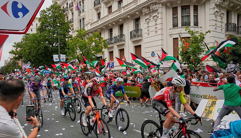 Seit Tagen gibt es bei der Vuelta propalästinensische Proteste.