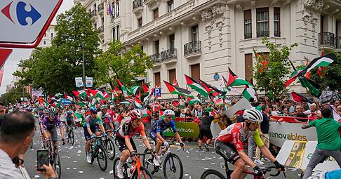 Seit Tagen gibt es bei der Vuelta propalästinensische Proteste.