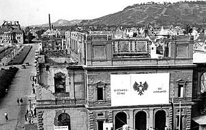 Die Ruine der ersten, 1878 gebauten Harmonie, stand bis in die 1950er Jahre.