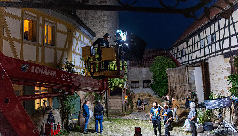 Dreharbeiten zum  Mittelalterfilm in Horkheim