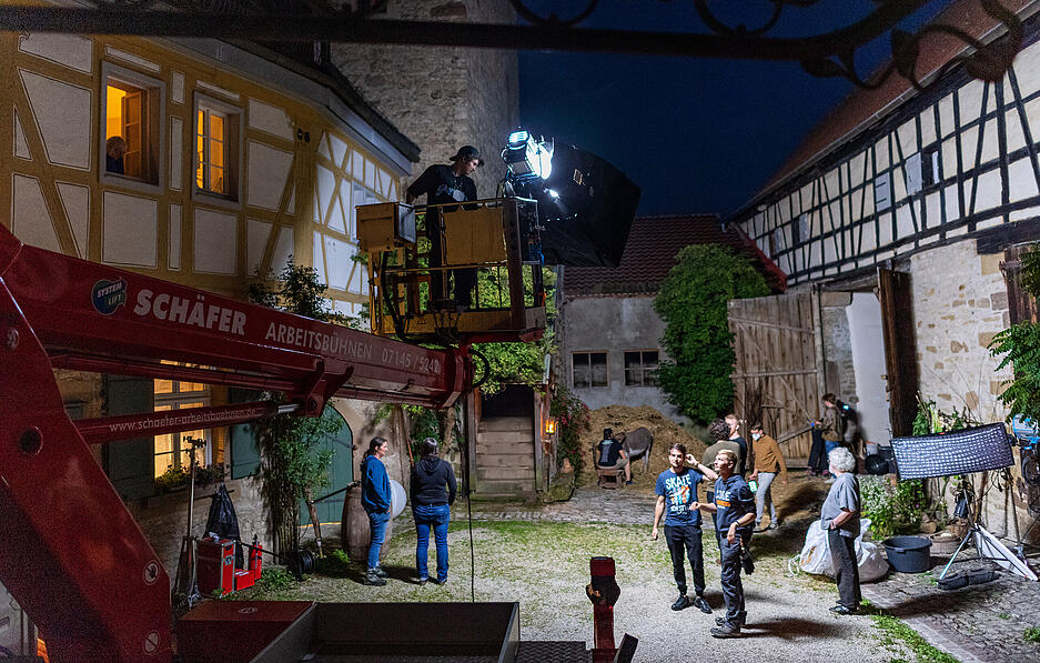 Dreharbeiten zum  Mittelalterfilm in Horkheim