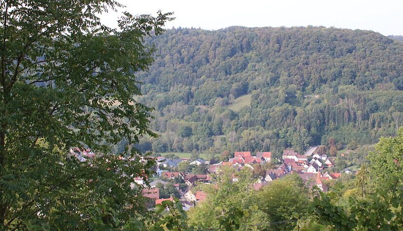 Steil hinauf führt der Weg vom Kochertal auf die Ebene. Zwischen bewaldeten Hängen schmiegt sich Kocherstetten ins Flusstal. Foto: Barbara Griesinger Steil hinauf führt der Weg vom Kochertal auf die Ebene. Zwischen bewaldeten Hängen schmiegt sich Kocherstetten ins Flusstal. Foto: Barbara Griesinger