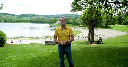 Das neue 360-Grad-Video von Stimme-TV wurde am Breitenauer See in Obersulm gedreht. Mit Drohnenaufnahmen erkennt man, wie viel Wasser schon im See ist.