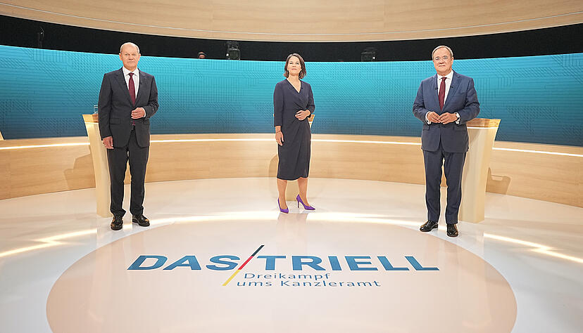 Olaf Scholz (SPD), Annalena Baerbock (Grüne) und Armin Laschet (CDU). Foto: dpa Olaf Scholz (SPD), Annalena Baerbock (Grüne) und Armin Laschet (CDU). Foto: dpa