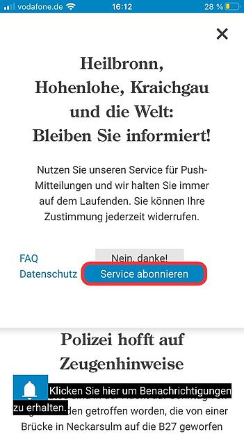 9. Klicken Sie auf "Service abonnieren".