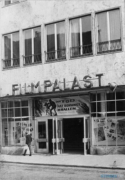 1963 verabschiedet sich der Filmpalast in der Fleiner Straße aus der Heilbronner Kinolandschaft. Seit seiner Einweihung 1949 mit dem Film "Der Dieb von Bagdad" wurden dort mehr als 2000 Filme gezeigt. An gleicher Stelle stand vor dem Krieg der  Filmpalast Kilianshallen, später umgetauft in Ufa-Palast.