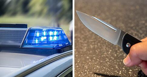 Montage Polizei Messer Kriminalität