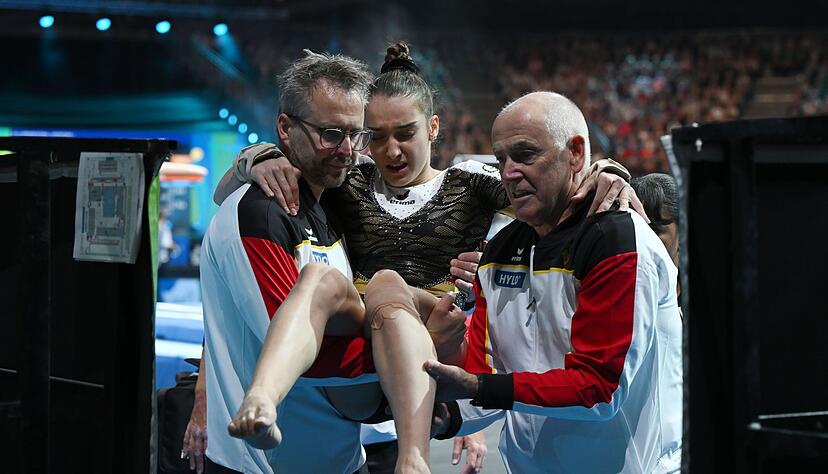 Drama in Leipzig: Helen Kevric stürzt und muss aufgeben. Drama in Leipzig: Helen Kevric stürzt und muss aufgeben.