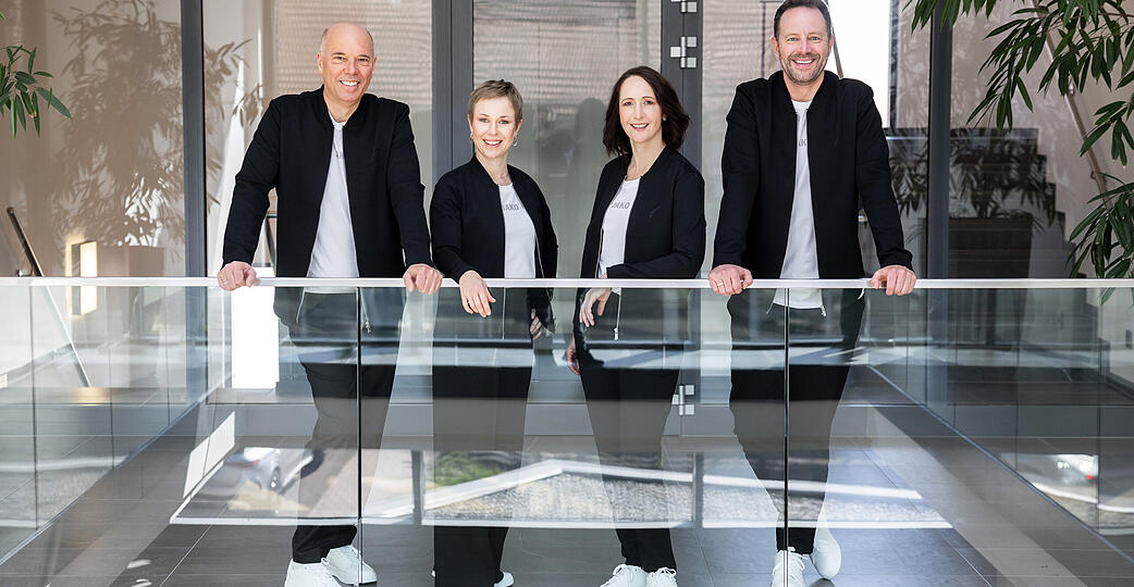 Jako, Vorstand, von links mit Markus Frank, Yvonne und Nadine Sprügel und Tobias Röschl.