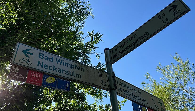 Abfahrt Neckargartach: Vom Neckartalradweg f&uuml;hrt ein Weg in den Heilbronner Stadtteil. Dort entsteht der Campus f&uuml;r den Innovationspark K&uuml;nstliche Intelligenz (Ipai).