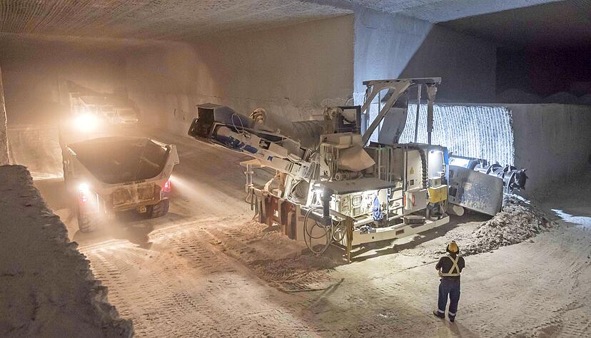 Im Bergwerk Heilbronn lief die Salzgewinnung auch unter Corona-Bedingungen unvermindert weiter.
Foto: SWS