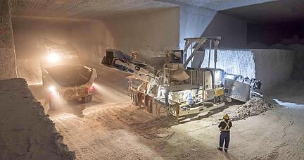 Im Bergwerk Heilbronn lief die Salzgewinnung auch unter Corona-Bedingungen unvermindert weiter.
Foto: SWS