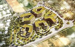 Das Modell zeigt, wie die neue Lidl-Zentrale aussehen wird. Das Modell zeigt, wie die neue Lidl-Zentrale aussehen wird.