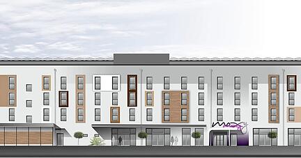 So wird es aussehen, wenn es voraussichtlich 2024 fertig ist: Das 117-Zimmer-Hotel, dessen Bauantrag der Langenburger Investor frisch eingereicht hat, soll modern und funktional gestaltet sein.
Visualisierung: Planbüro So wird es aussehen, wenn es voraussichtlich 2024 fertig ist: Das 117-Zimmer-Hotel, dessen Bauantrag der Langenburger Investor frisch eingereicht hat, soll modern und funktional gestaltet sein.
Visualisierung: Planbüro