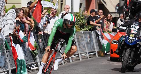 Der italienische Zeitfahrspezialist war auf der 18. Vuelta-Etappe der Schnellste.