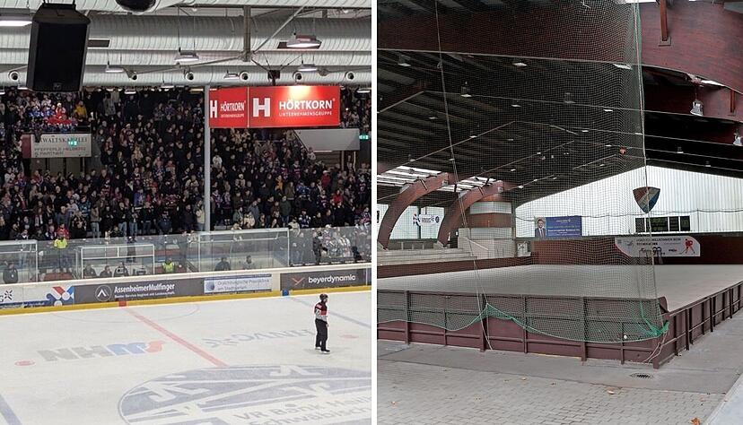 Das Heilbronner Eisstadion (links) und das Karl-Heinz-Losch-Rollsportstadion (rechts) müssen im Zuge der Bildungscampus-Erweiterung weichen. Noch ist unklar, wo und in welcher Form die neuen Sportstätten entstehen.