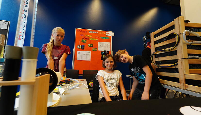 Auf Platz drei: Die Unterstufen-Gruppe der M&ouml;rike-Realschule aus Heilbronn, die im Schulgarten warmes Wasser ben&ouml;tigt.