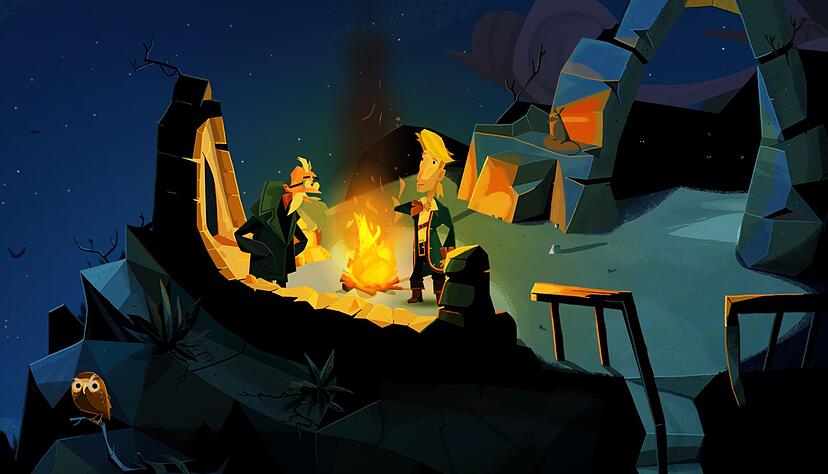 Am Lagerfeuer wird Seemannsgarn gesponnen in &laquo;Return to Monkey Island&raquo;.