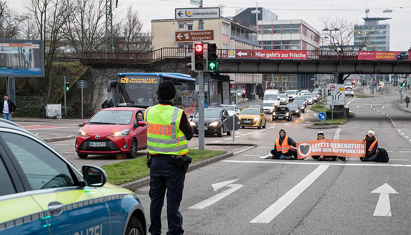 Blockade-Aktion der "Letzten Generation" in Heilbronn